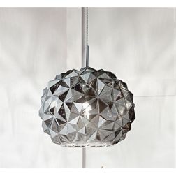 METEORA SOSPENSIONE SINGOLA ORIGINALE CON SFERA IN VETRO AMBRA,BIANCO E FUME LAMPADINA ATTACCO E27 2