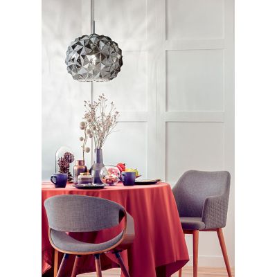 METEORA SOSPENSIONE SINGOLA ORIGINALE CON SFERA IN VETRO AMBRA,BIANCO E FUME LAMPADINA ATTACCO E27