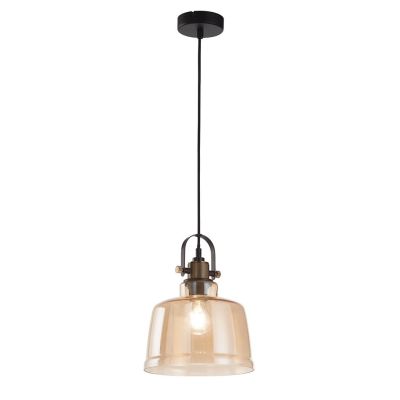 VINTAGE SOSPENSIONE SINGOLA CON DIFFUSORE IN VETRO AMBRA E FUME CON LAMPADINA ATTACCO E27
