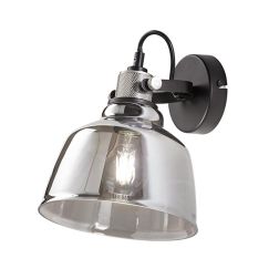 VINTAGE LAMPADA DA PARETE ORIENTABILE CON DIFFUSORE IN VETRO AMBRA E FUME LAMPADINA ATTACCO E27