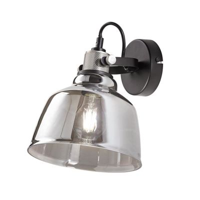 VINTAGE LAMPADA DA PARETE ORIENTABILE CON DIFFUSORE IN VETRO AMBRA E FUME LAMPADINA ATTACCO E27