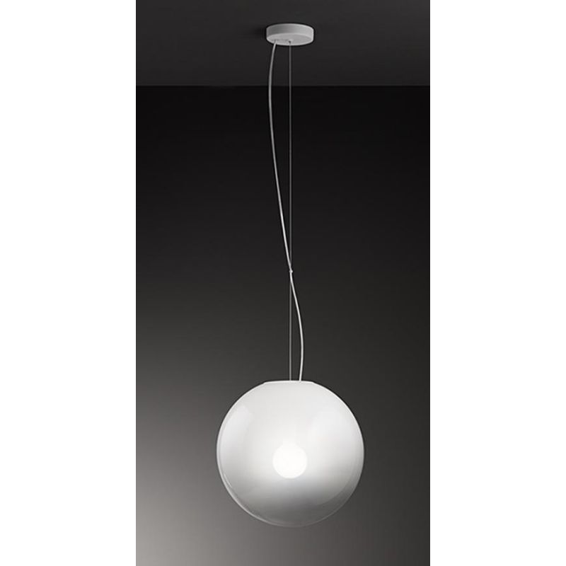 MOON SOSPENSIONE SINGOLA CON SFERA IN VETRO SOFFIATO BIANCO 3 MISURE LAMPADINA ATTACCO E27 MODERNA