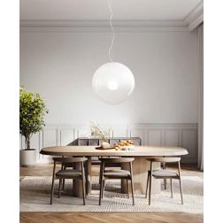 MOON SOSPENSIONE SINGOLA CON SFERA IN VETRO SOFFIATO BIANCO 3 MISURE LAMPADINA ATTACCO E27 MODERNA 2