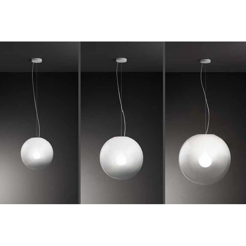 MOON SOSPENSIONE SINGOLA CON SFERA IN VETRO SOFFIATO BIANCO 3 MISURE LAMPADINA ATTACCO E27 MODERNA