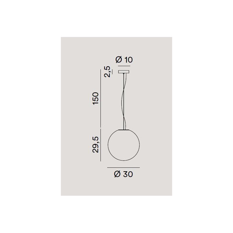 MOON SOSPENSIONE SINGOLA CON SFERA IN VETRO SOFFIATO BIANCO 3 MISURE LAMPADINA ATTACCO E27 MODERNA