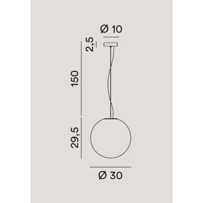 MOON SOSPENSIONE SINGOLA CON SFERA IN VETRO SOFFIATO BIANCO 3 MISURE LAMPADINA ATTACCO E27 MODERNA