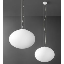 SOSPENSIONE MODERNA CON SFERA IN VETRO BIANCO D40 O D50 CM CON LAMPADINE ATTACCO E27 CRISTALENSI - Cristalensi Shop Online