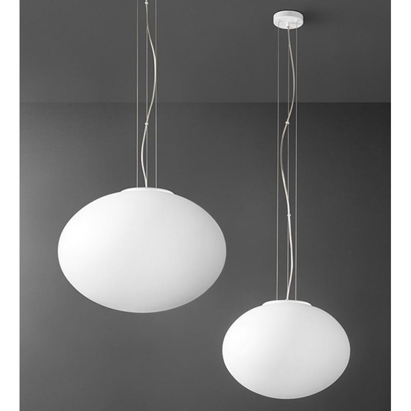 SOSPENSIONE MODERNA CON SFERA IN VETRO BIANCO D40 O D50 CM CON LAMPADINE ATTACCO E27 CRISTALENSI - Cristalensi Shop Online
