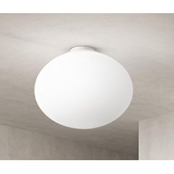 PLAFONIERA MODERNA CON SFERA IN VETRO BIANCO D40 CM CON LAMPADINA ATTACCO E27 CRISTALENSI - Cristalensi Shop Online