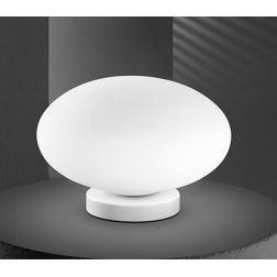 LAMPADA DA TAVOLO MODERNA CON SFERA IN VETRO BIANCO D25 CM CON LAMPADINA G9 INCLUSA CRISTALENSI - Cristalensi Shop Online