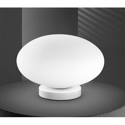 LAMPADA DA TAVOLO MODERNA CON SFERA IN VETRO BIANCO D25 CM CON LAMPADINA G9 INCLUSA CRISTALENSI - Cristalensi Shop Online