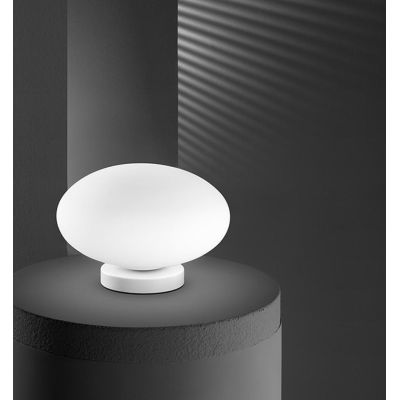 LAMPADA DA TAVOLO MODERNA CON SFERA IN VETRO BIANCO D25 CM CON LAMPADINA G9 INCLUSA CRISTALENSI - Cristalensi Shop Online
