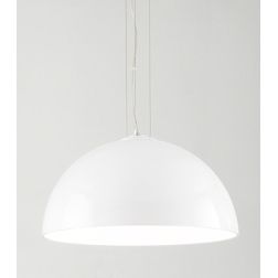 BELL LAMPADARIO A SOSPENSIONE A CUPOLA CON DIFFUSORE IN VETRO BIANCO LUCIDO LAMPADINA ATTACCO E27 MODERNO 2