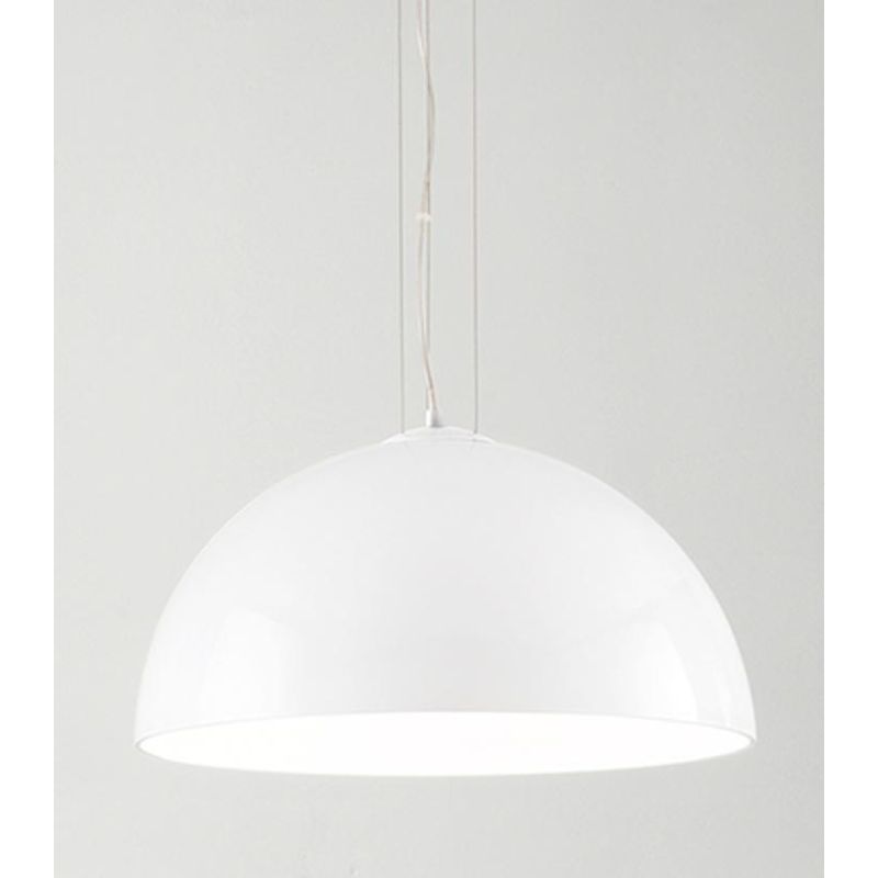 BELL LAMPADARIO A SOSPENSIONE A CUPOLA CON DIFFUSORE IN VETRO BIANCO LUCIDO LAMPADINA ATTACCO E27 MODERNO