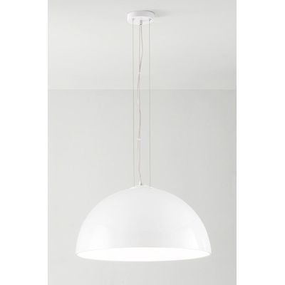 BELL LAMPADARIO A SOSPENSIONE A CUPOLA CON DIFFUSORE IN VETRO BIANCO LUCIDO LAMPADINA ATTACCO E27 MODERNO