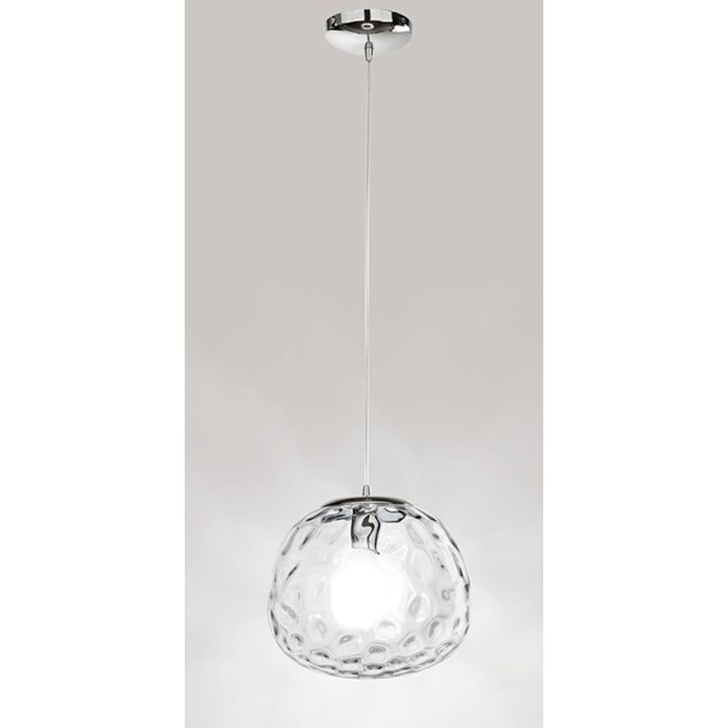 SKIN SOSPENSIONE SINGOLA 2 MISURE CON DIFFUSORE IN VETRO TRASPARENTE LAMPADINA ATTACCO E27 MODERNA