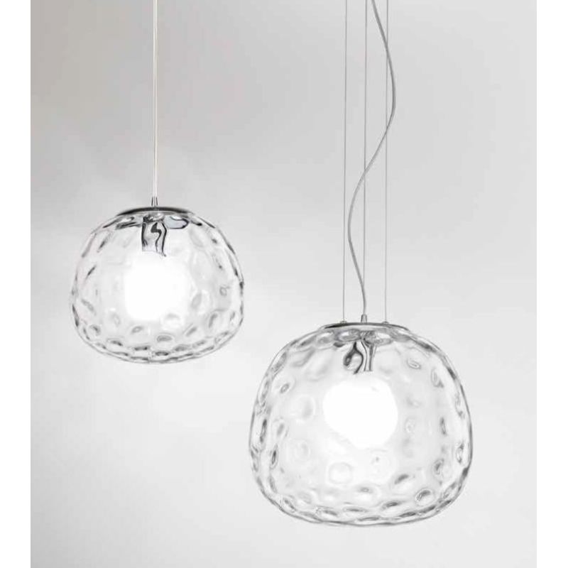 SKIN SOSPENSIONE SINGOLA 2 MISURE CON DIFFUSORE IN VETRO TRASPARENTE LAMPADINA ATTACCO E27 MODERNA