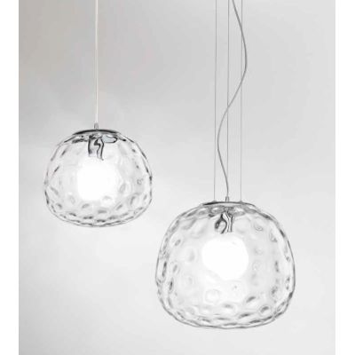 SKIN SOSPENSIONE SINGOLA 2 MISURE CON DIFFUSORE IN VETRO TRASPARENTE LAMPADINA ATTACCO E27 MODERNA