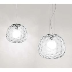 SKIN SOSPENSIONE SINGOLA 2 MISURE CON DIFFUSORE IN VETRO TRASPARENTE LAMPADINA ATTACCO E27 MODERNA