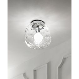 SKIN PLAFONIERA D30 CM CON DIFFUSORE IN VETRO TRASPARENTE CON LAMPADINA ATTACCO E27 MODERNA