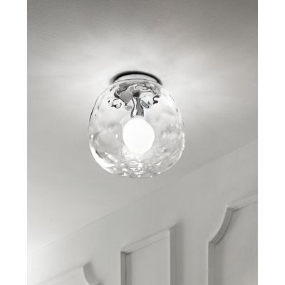 SKIN PLAFONIERA D30 CM CON DIFFUSORE IN VETRO TRASPARENTE CON LAMPADINA ATTACCO E27 MODERNA