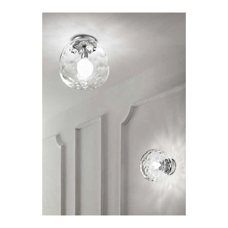 SKIN PLAFONIERA D30 CM CON DIFFUSORE IN VETRO TRASPARENTE CON LAMPADINA ATTACCO E27 MODERNA
