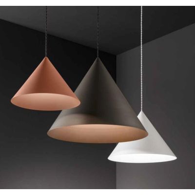 ICONIC SOSPENSIONE SINGOLA A CONO 3 MISURE IN ALLUMINIO 3 COLORI LAMPADINA ATTACCO E27 DESIGN MODERNO