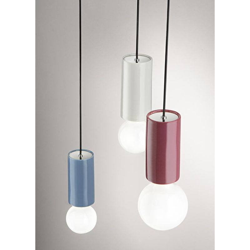 IDEA PICCOLA SOSPENSIONE SINGOLA D8 CM IN CERAMICA 5 COLORI LAMPADINA ATTACCO E27 DESIGN MODERNO