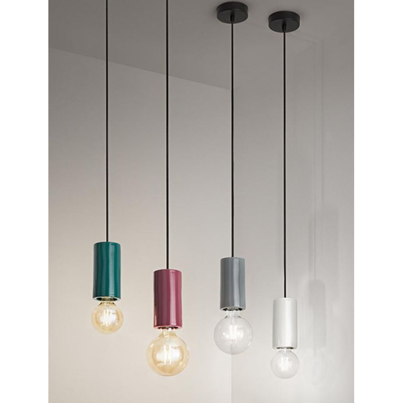 IDEA PICCOLA SOSPENSIONE SINGOLA D8 CM IN CERAMICA 5 COLORI LAMPADINA ATTACCO E27 DESIGN MODERNO