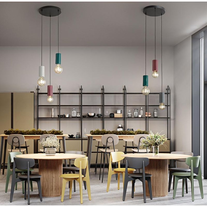 IDEA SOSPENSIONE 3 LUCI ROTONDA D35 CM IN METALLO NERO E CERAMICA CON LAMPADINE ATTACCO E27 DESIGN MODERNO