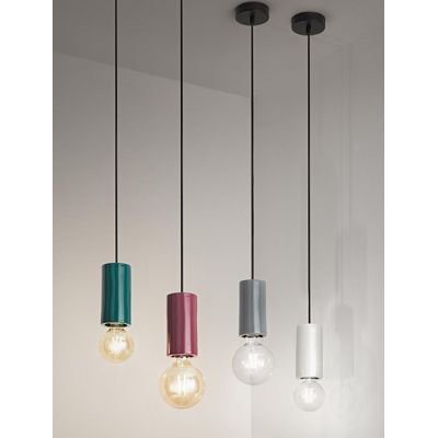IDEA SOSPENSIONE 3 LUCI ROTONDA D35 CM IN METALLO NERO E CERAMICA CON LAMPADINE ATTACCO E27 DESIGN MODERNO