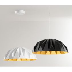 PRISMA LAMPADARIO D56 CM LED 20W LUCE 3000K IN ACRILICO BIANCO O NERO CON INTERNO ORO DESIGN MODERNO