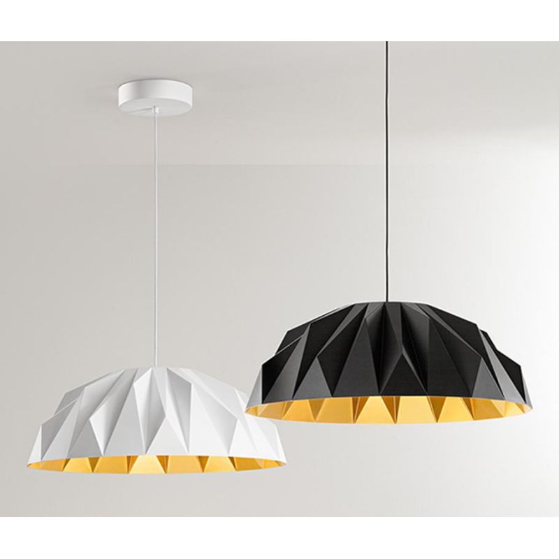 PRISMA LAMPADARIO D56 CM LED 20W LUCE 3000K IN ACRILICO BIANCO O NERO CON INTERNO ORO DESIGN MODERNO