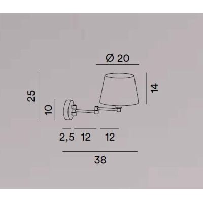 CRANE LAMPADA DA PARETE CON BRACCIO ORIENTABILE ORO O MARRONE PARALUME IN TESSUTO LAMPADINA ATTACCO E27