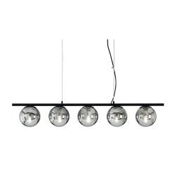 MONILE SOSPENSIONE MODERNA IN METALLO NERO CON 5 SFERE IN VETRO SOFFIATO BIANCO ONDALUCE CICIRIELLO - Cristalensi 2