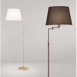 CRANE PIANTANA H145 CM CON BRACCIO ORIENTABILE ORO O MARRONE PARALUME IN TESSUTO LAMPADINA ATTACCO E27
