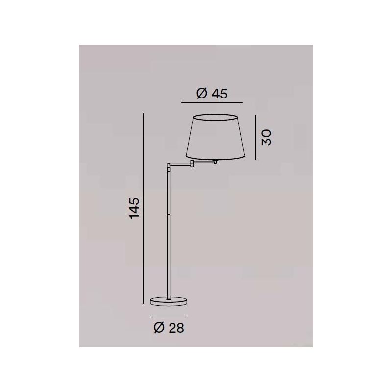 CRANE PIANTANA H145 CM CON BRACCIO ORIENTABILE ORO O MARRONE PARALUME IN TESSUTO LAMPADINA ATTACCO E27