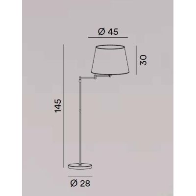 CRANE PIANTANA H145 CM CON BRACCIO ORIENTABILE ORO O MARRONE PARALUME IN TESSUTO LAMPADINA ATTACCO E27
