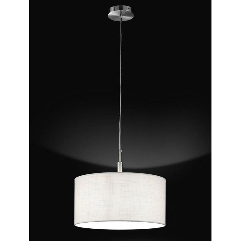 ROUND HOTEL SOSPENSIONE SINGOLA METALLO CROMO CON PARALUME IN TESSUTO 2 MISURE LAMPADINA E27