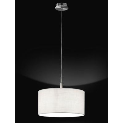 ROUND HOTEL SOSPENSIONE SINGOLA METALLO CROMO CON PARALUME IN TESSUTO 2 MISURE LAMPADINA E27