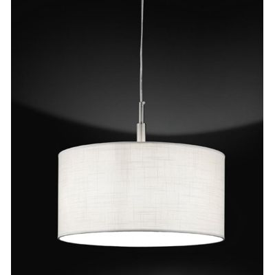 ROUND HOTEL SOSPENSIONE SINGOLA METALLO CROMO CON PARALUME IN TESSUTO 2 MISURE LAMPADINA E27