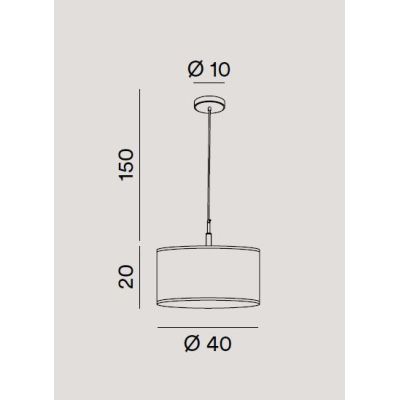 ROUND HOTEL SOSPENSIONE SINGOLA METALLO CROMO CON PARALUME IN TESSUTO 2 MISURE LAMPADINA E27