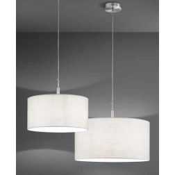 ROUND HOTEL SOSPENSIONE SINGOLA METALLO CROMO CON PARALUME IN TESSUTO 2 MISURE LAMPADINA E27