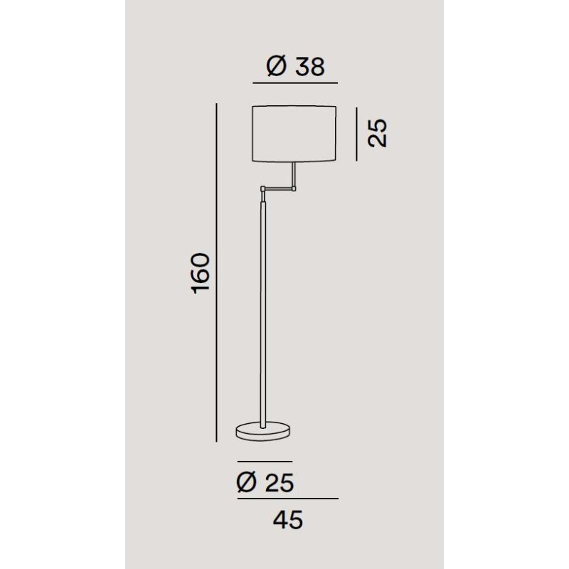 ROUND HOTEL LAMPADA DA TERRA CROMO H160 CM PARALUME IN TESSUTO BIANCO LAMPADINA E27 DESIGN MODERNO