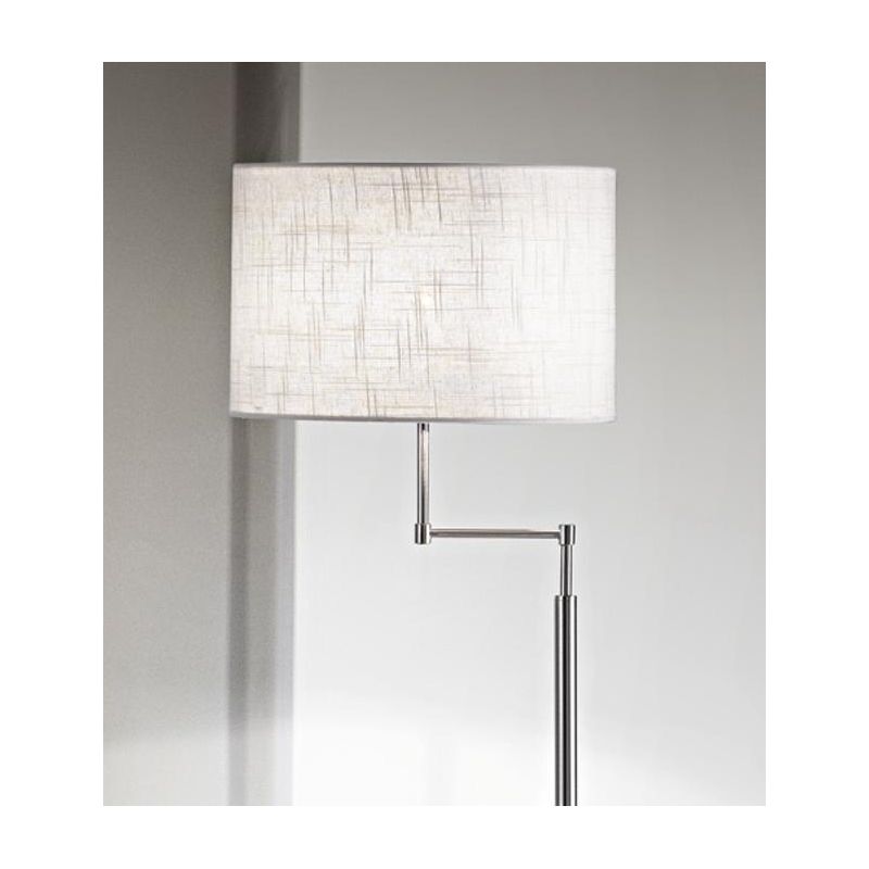 ROUND HOTEL LAMPADA DA TERRA CROMO H160 CM PARALUME IN TESSUTO BIANCO LAMPADINA E27 DESIGN MODERNO