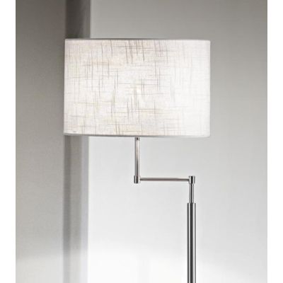ROUND HOTEL LAMPADA DA TERRA CROMO H160 CM PARALUME IN TESSUTO BIANCO LAMPADINA E27 DESIGN MODERNO