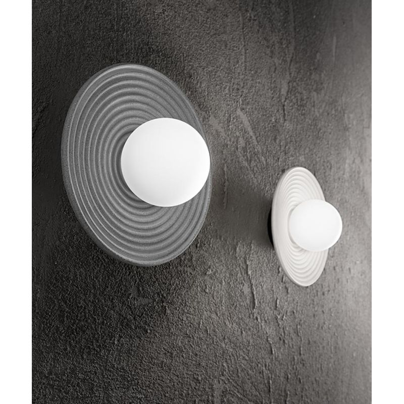 HUEVO PLAFONIERA APPLIQUE IN CEMENTO 3 COLORI CON SFERA IN VETRO BIANCO LAMPADINA ATTACCO E27 MODERNA