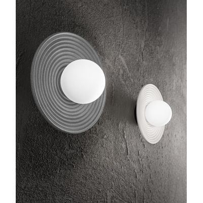 HUEVO PLAFONIERA APPLIQUE IN CEMENTO 3 COLORI CON SFERA IN VETRO BIANCO LAMPADINA ATTACCO E27 MODERNA