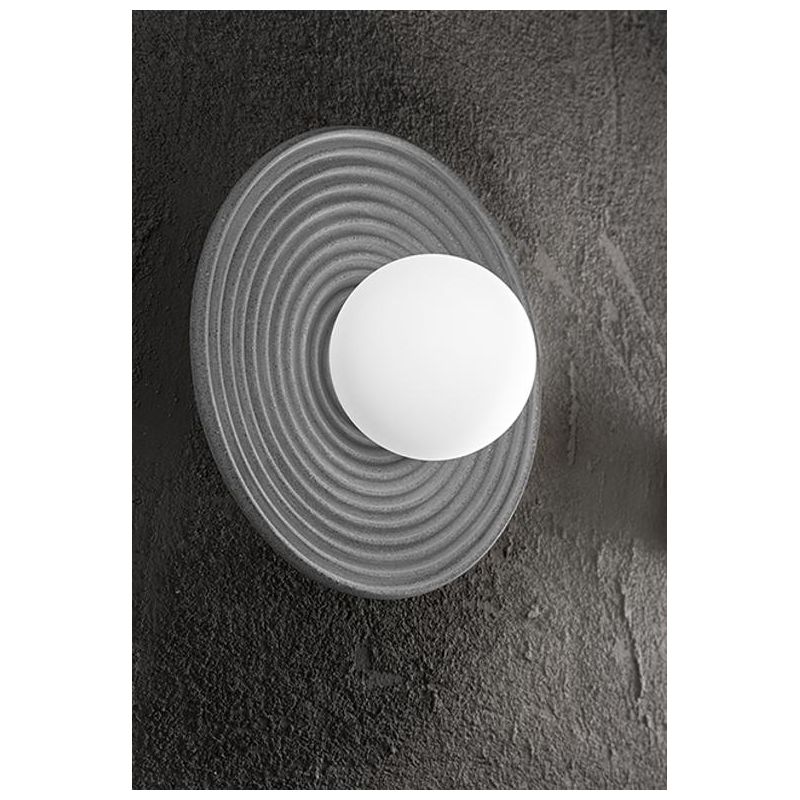 HUEVO PLAFONIERA APPLIQUE IN CEMENTO 3 COLORI CON SFERA IN VETRO BIANCO LAMPADINA ATTACCO E27 MODERNA