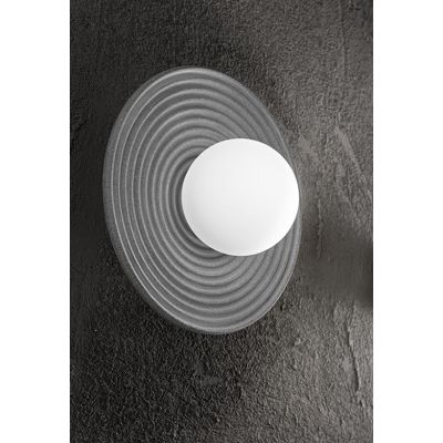 HUEVO PLAFONIERA APPLIQUE IN CEMENTO 3 COLORI CON SFERA IN VETRO BIANCO LAMPADINA ATTACCO E27 MODERNA
